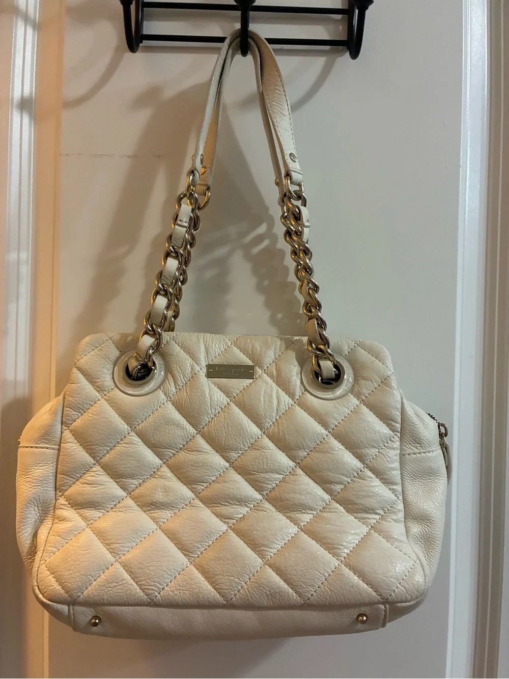 kate spade Cream Quilted Chain-Handle Shoulder Bag